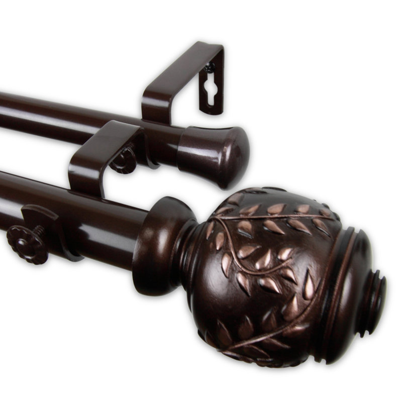 Tringle à rideaux double réglable 1 po Haings, 120 à 170 po, Bronze