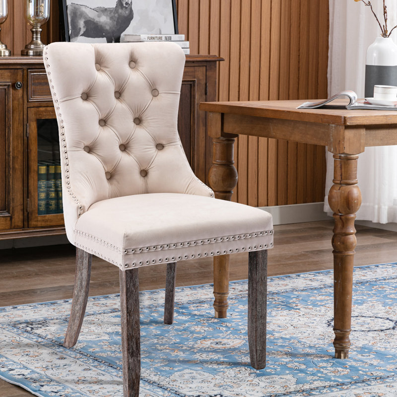 2 Pcs High-End Tufted Solid Wood Contemporary Velvet Upholstered Dining Chair With Wood Legs Nailhead Trim,Upholstered dining room chair,dinning chair,kitchen chair