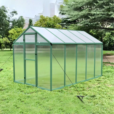 All Season Polycarbonate Greenhouse 6x10 Ft - Heavy Duty Walk-in Aluminum Backyard With Raised Base And Anchor, Plant Vitality Enhancement For Fruit Tree Protection
