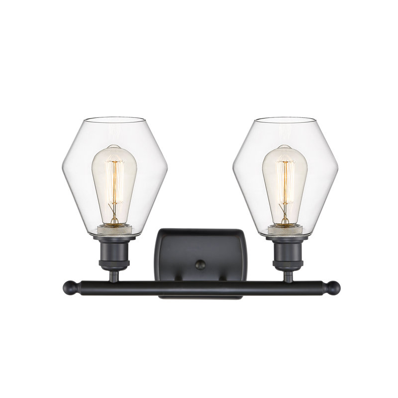 2 - Light Dimmable Vanity Light, Clear, Matte Black