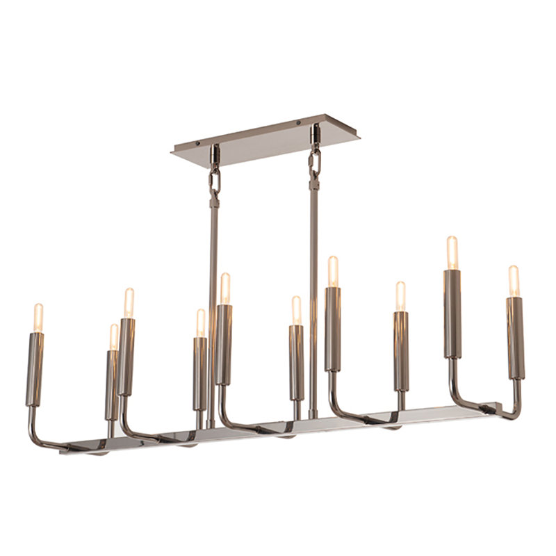 Mavisten Edition Carbonia 10 - Light Chandelier, Black Chrome, 69.75" H x 42" W x 11.38" D