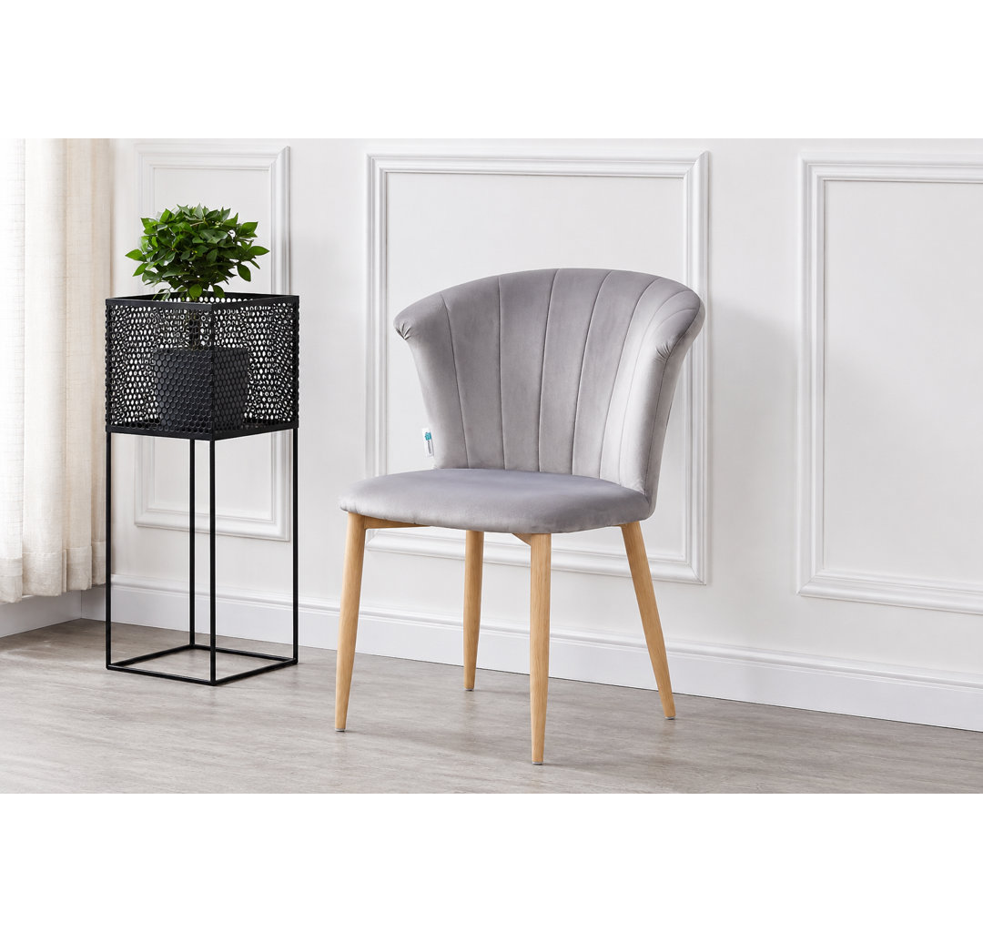 Siyana Modern Velvet Dining Chair - Ergonomic Curved Back with Solid Wooden Legs - Side Chair for Dining Room Living Room Restaurants - Single