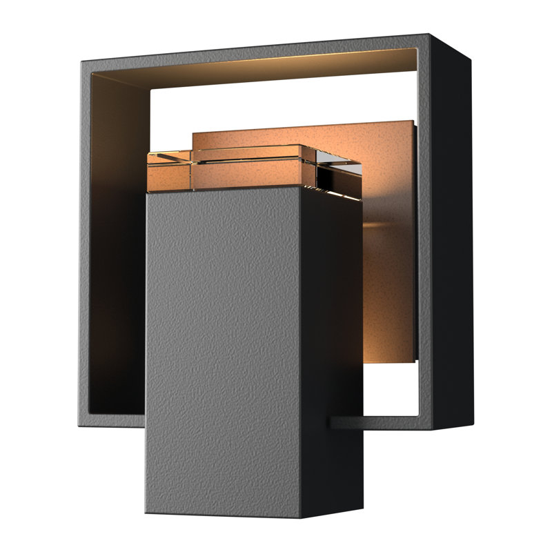 Shadow Box Outdoor Armed Sconce, 8.5" H x 7" W x 4" D, Natural Iron, Natural Iron
