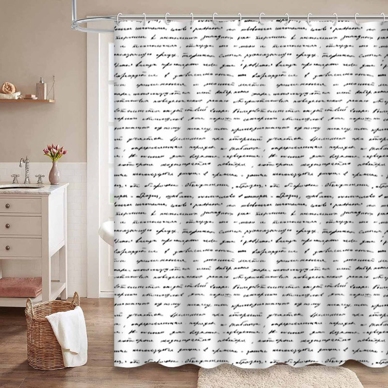 Rideau de douche imperméable noir et blanc avec 12 crochets, L 72 po x l 78 po