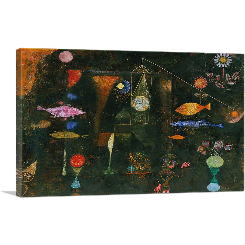 «Fish Magic 1925» par Paul Klee - reproduction d'art sur toile tendue, H 12 po x l 18 po x P 0,75 po