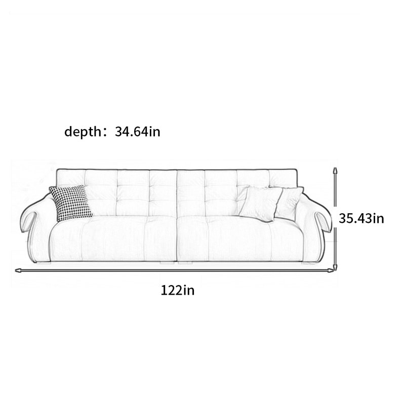Inge, H 35,43 po x l 122,00 po x P 34,64 po