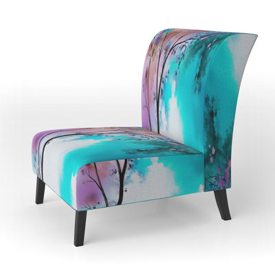 Abstract Flowers - Traditional Upholstered Slipper Chair