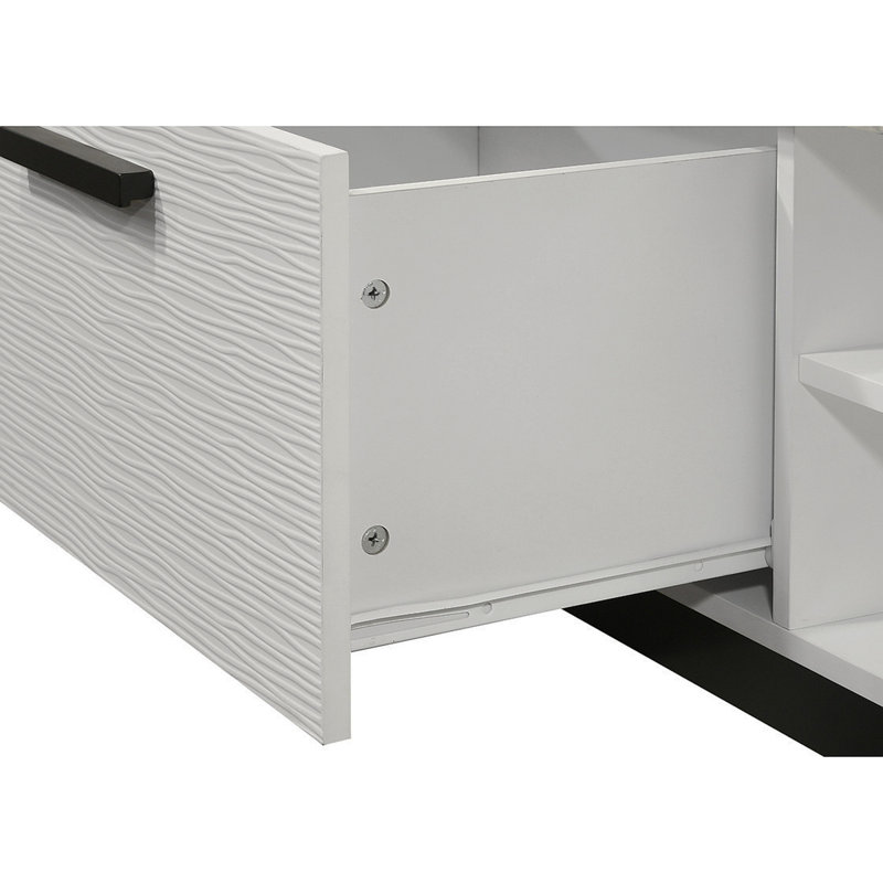 Table basse l 47 po avec plateau en faux marbre blanc, blanc