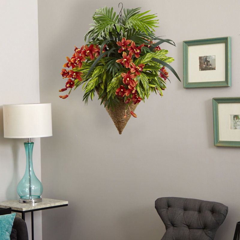 Panier suspendu tropical et cymbidium