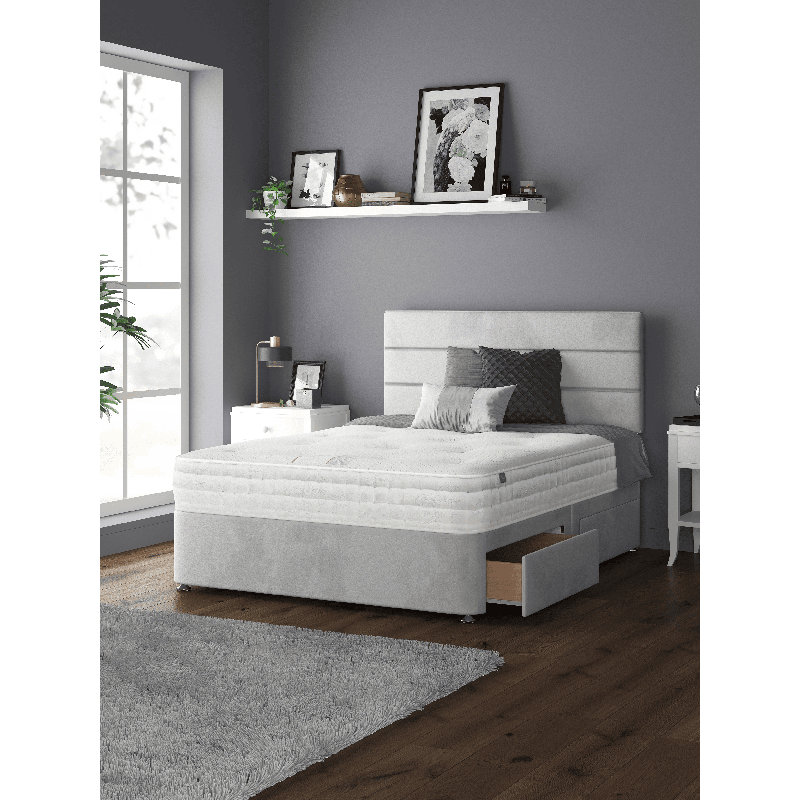 Hayder Divan Bed Base, Silver, Kingsize (5'), 4 Drawers