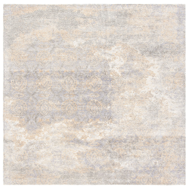 Culpeper Hand Tufted Wool/Viscose Pile Abstract Rug in Charcoal/Ivory, Square 6'