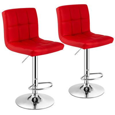 Swivel Upholstered Adjustable Height Counter Stool with Metal Frame