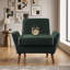 Fauteuil d'appoint rembourré avec accoudoirs arrondis et pieds en bois-317260747