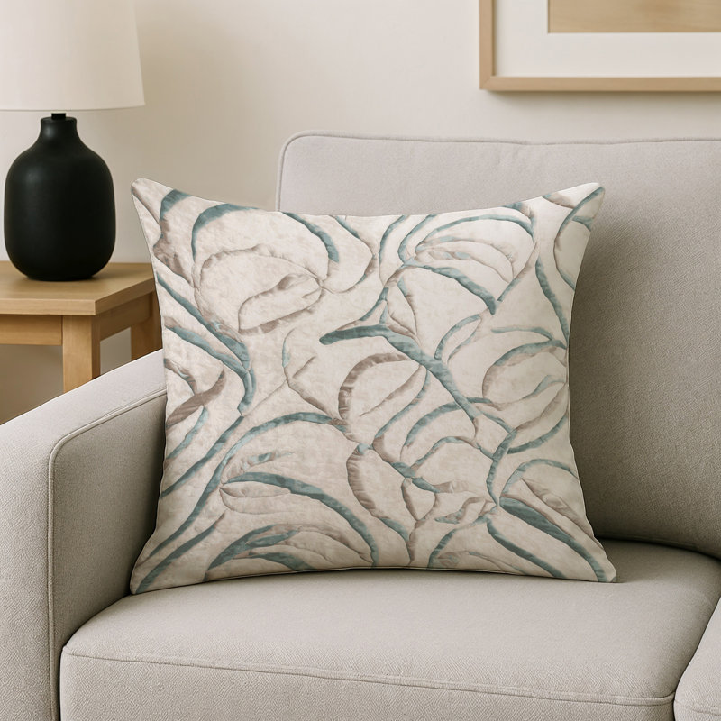 Coussin décoratif intérieur / extérieur bleu Modern Modern, Gris abstrait 116, Carré 16 po