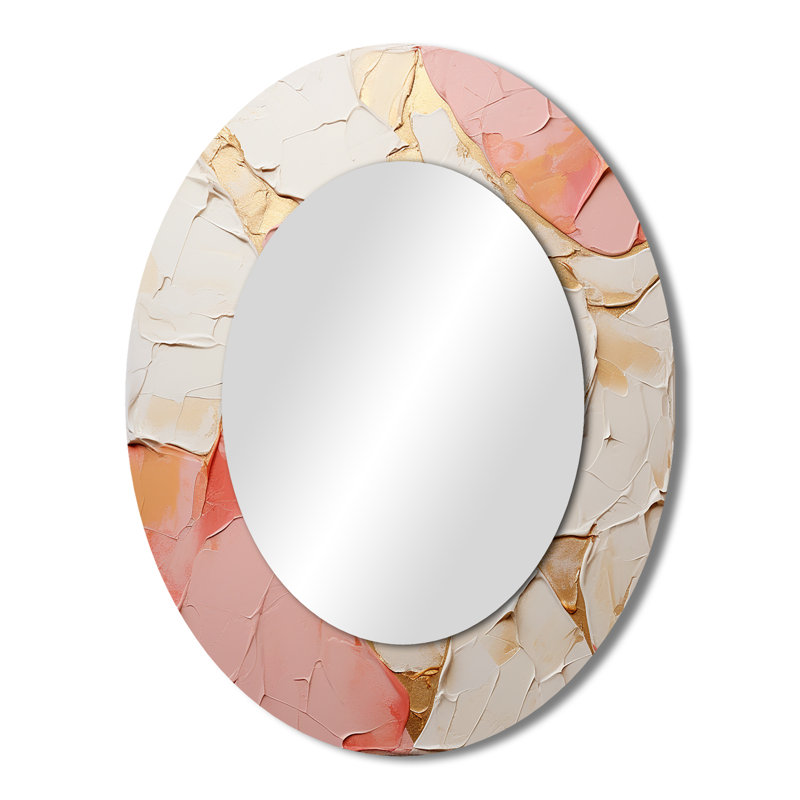 Miroir mural moderne rose et blanc, 43 po x 33 po