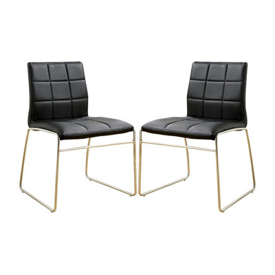 Set Of 2 Leatherette Upholstered Side Chairs