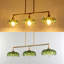 Luminaire suspendu en verre vert de 42 pouces pour îlot de cuisine, lustre linéaire en laiton à 3 lumières avec cadre doré et luminaire de style campagnard moderne de style Mid-Century pour bar de salle à manger