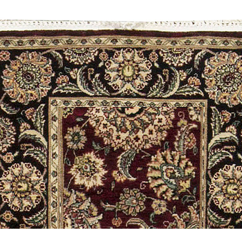 Manchuria Wool Oriental Area Rug in Black/Wine