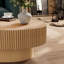 Table basse ovale cannelée en bois massif 45 po Alethia-1794625576
