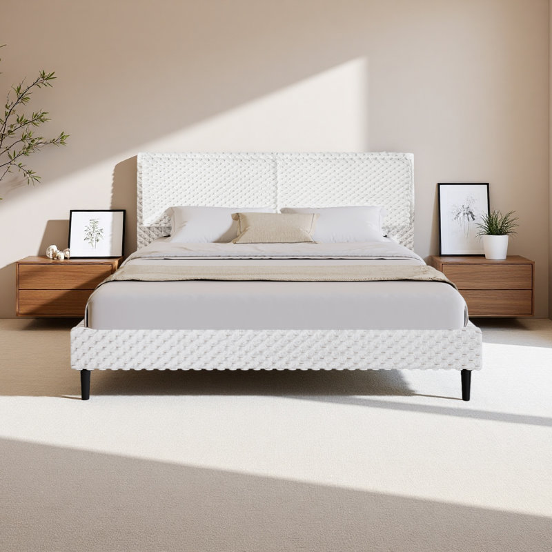 Lit simple et moelleux avec lit moelleux et lit confortable, Blanc, Grand lit