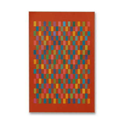 MOSSO Cream Checkered Washable Woven Backing Area Rug