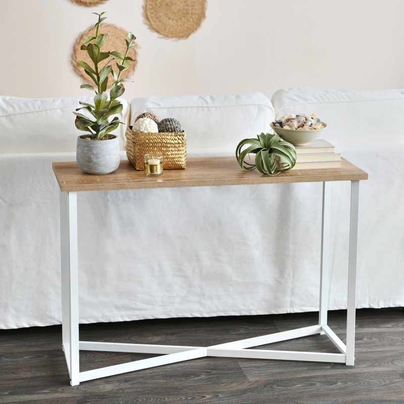 Coastal Oak & Iron Artisan Console Table, Coastal Oak/White