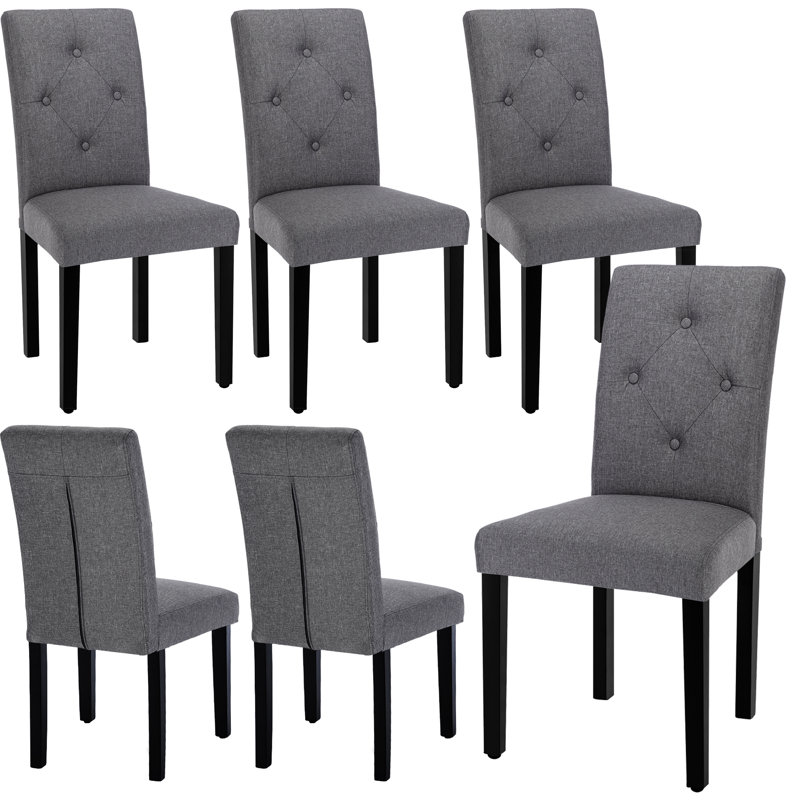 Ensemble de 6 chaises de salle à manger rembourrées, chaises de salle à manger Parsons capitonnées, chaises de cuisine avec pieds en bois massif, chaise d'appoint en bois à haut dossier