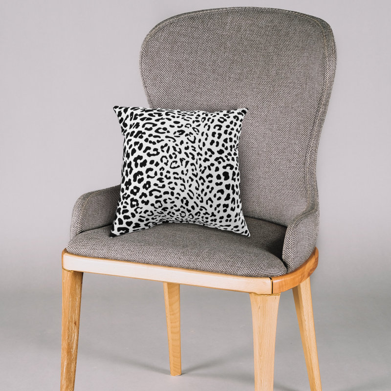 Snow Leopard Print Reversible Polyester Throw Pillow, 16x16 Inch