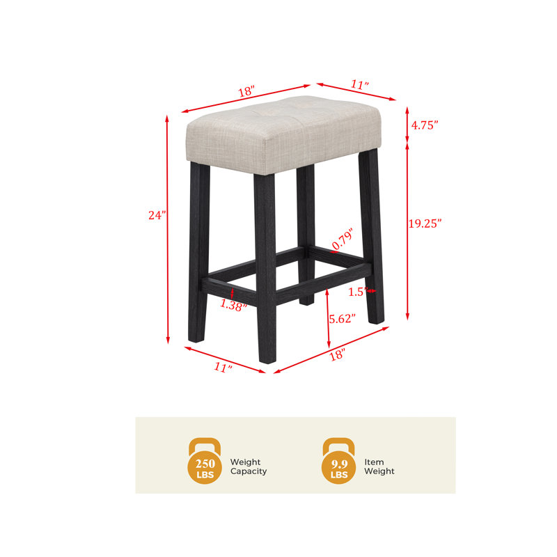 Kalispell 24" Beige Upholstered Bar Stools 