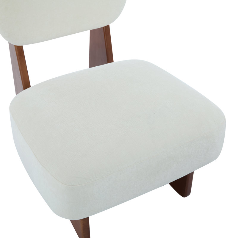 Chaises d'appoint rembourrées en tissu Vierra, Noyer, Blanc