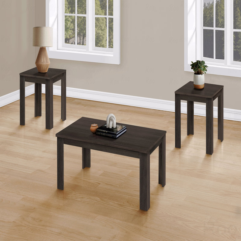 Ensemble de table, ensemble 3 pièces, café, bout, côté, accent, stratifié, transitionnel, Noyer