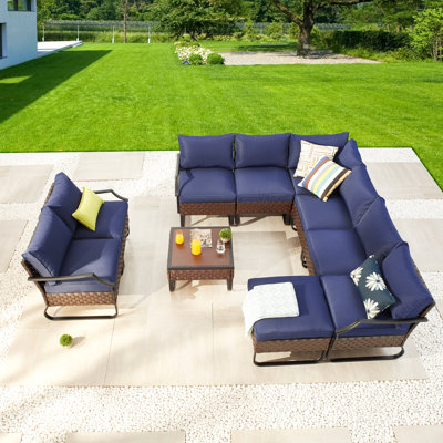 Ensemble de conversation modulaire avec coussins 10 pièces Heiman