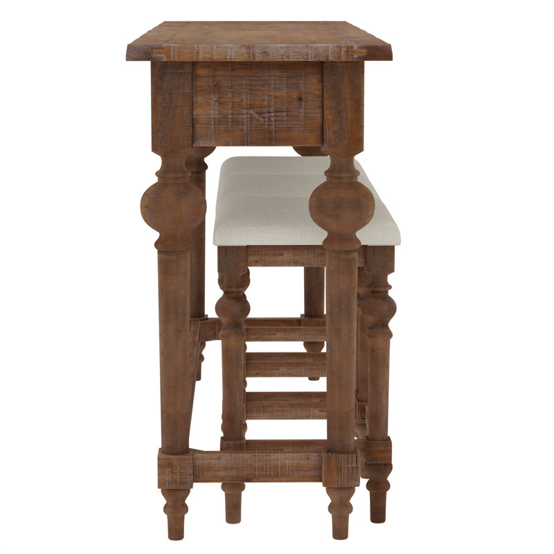 Console avec 3 tabourets Wallace & Bay Ludin Brown