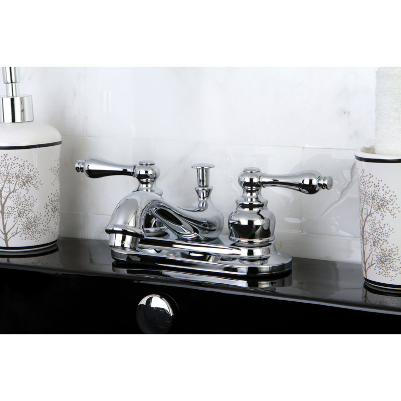 Elizabeth Centerset Bathroom Faucet with Drain Assembly, Brushed Nickel/Polished Chrome