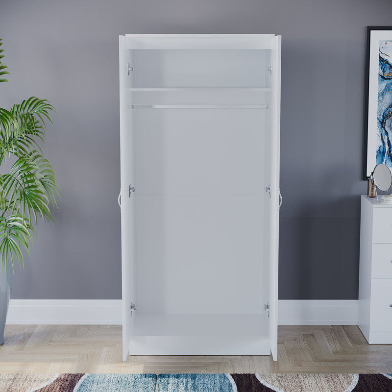 Maybery 2 Door Manufactured Wood Wardrobe, White