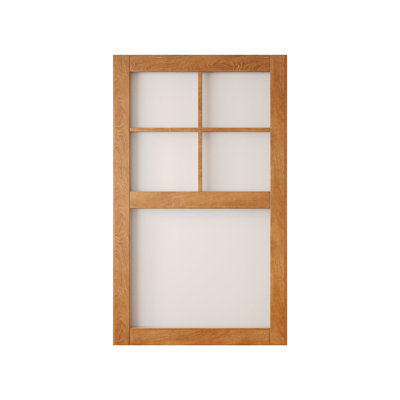 42x80 Early American Color 5-Lite Frosted Glass Design Finished Unassembled Solid Wood Sliding Barn Door Only
