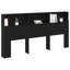 Headboard Cabinet Black Oak Wood Composite
