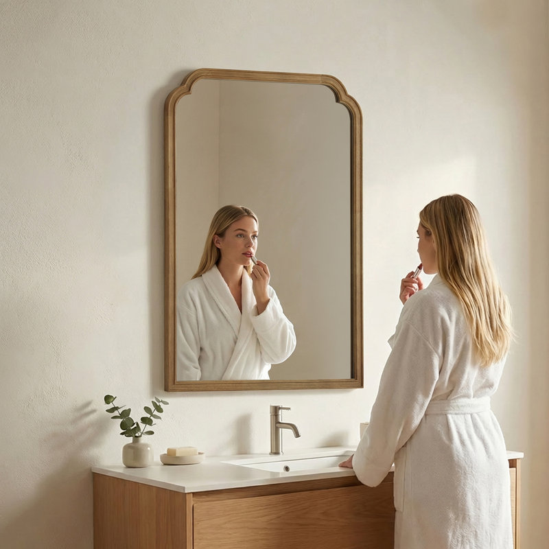 Miroir mural Ancalin, Bois naturel, 40 po x 28 po