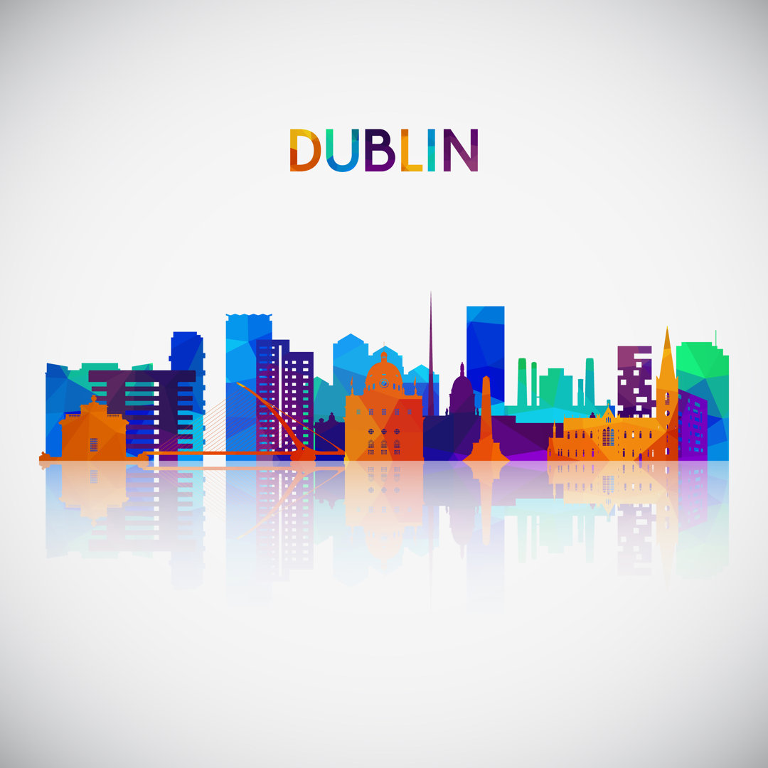 Ballville Dublin Skyline Illustration von Greens87 - Grafik auf Leinwand