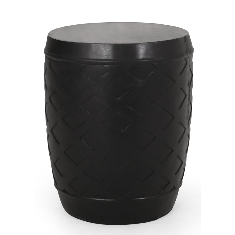 Admiral Round Concrete Outdoor Side Table , 15.5'' in. W 15.5'' in. D, Matte Black