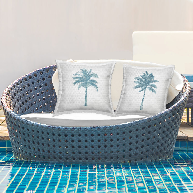 Ensemble de coussins d'extérieur 2 pièces Modern Palm Tree Tropical par Kristen Drew