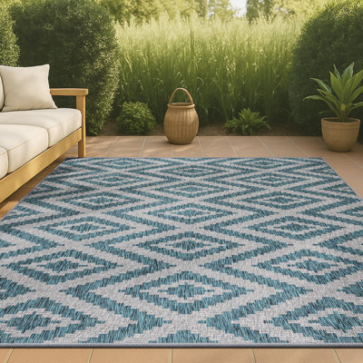 Tapis intérieur / extérieur bleu / gris Fidel