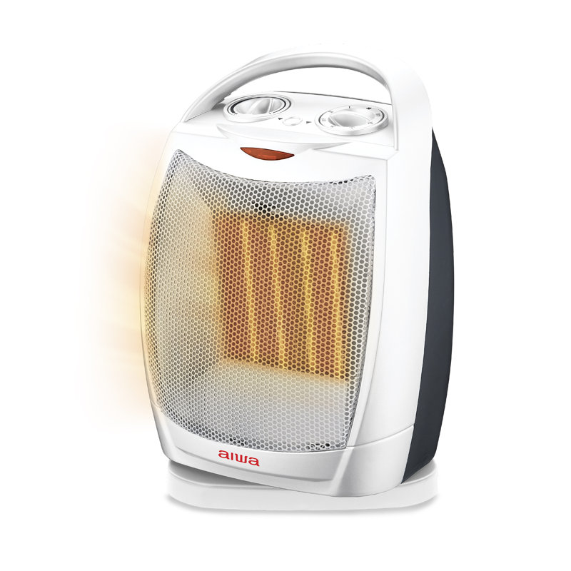 Oscillating Room Heater with Handle, Overheat Protection, Tip over Auto Shutoff - White, White