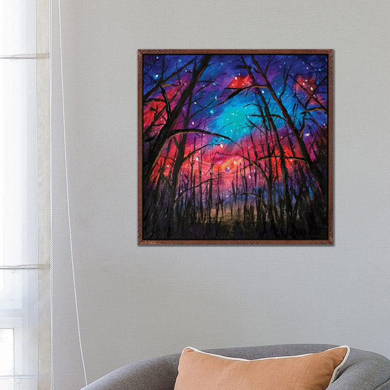 Beautiful Starry Sky Through Trees In Forest by Valery Rybakow - Painting on Canvas, 66.04 cm H x 66.04 cm W