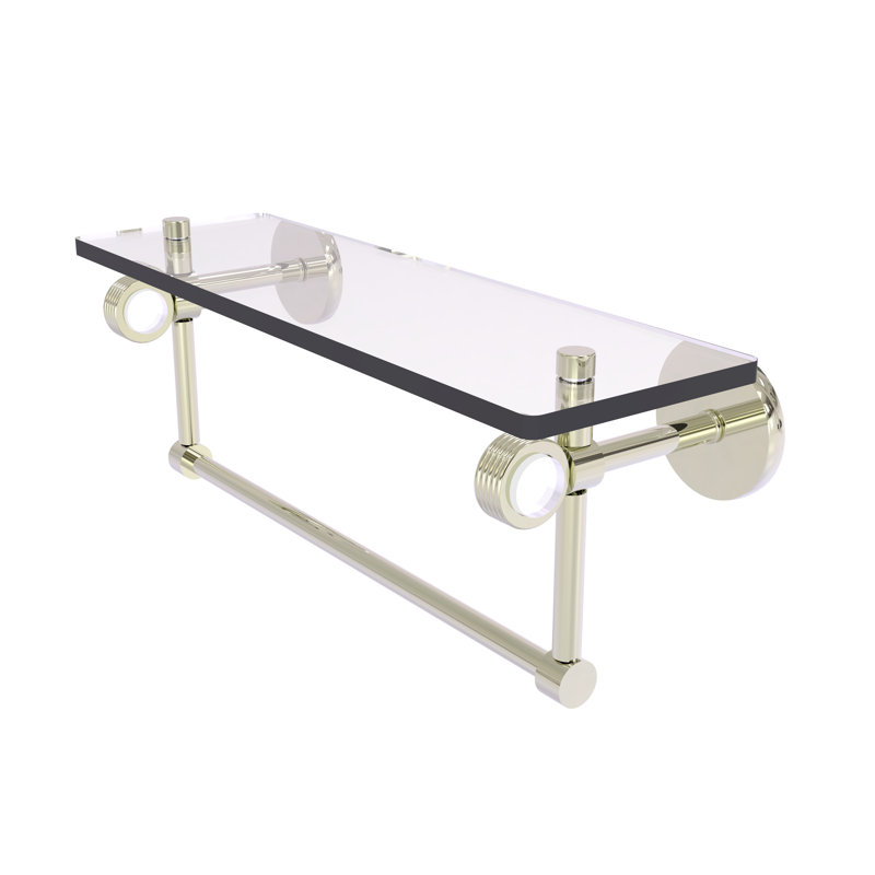 Tablette murale en verre Margolis, Nickel poli, H 6,2 po x l 22 po x P 5,65 po
