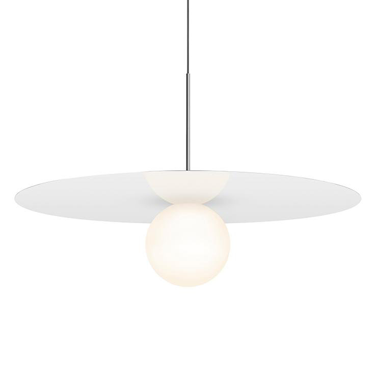 Bola Disc Pendant, White, 17.5" H x 32" W x 32" D