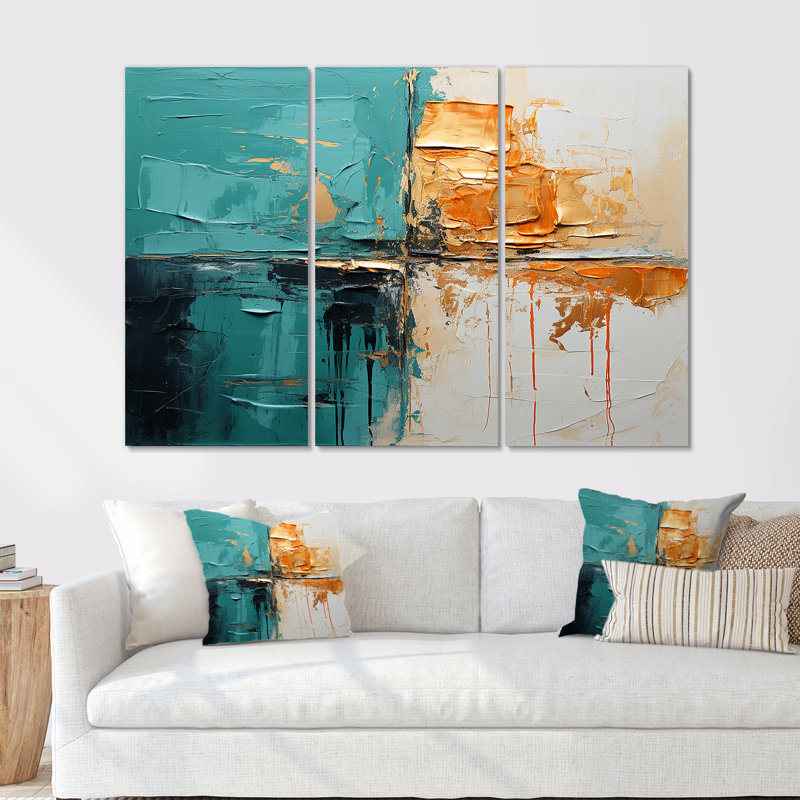 Towerside - Ensemble d'art mural abstrait, Toile tendue, H 32 po x l 48 po x P 1 po
