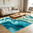 1PC Wavy Teal Sage Green Layered Fluid Abstract Art area rugs for Living Room, Soft, All seasons, Easy-maintain, Washable Indoor mat, Farmhouse suitable for dining room, bedroom, entryway, kitchen, home office, patio Home Decor, Outdoor Decor.-1681674247