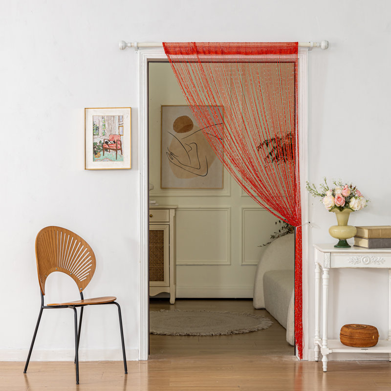 2pcs 39 X 78 Inch Door String Curtain Wall Panel Fringe Window Decorative String Curtain, Red