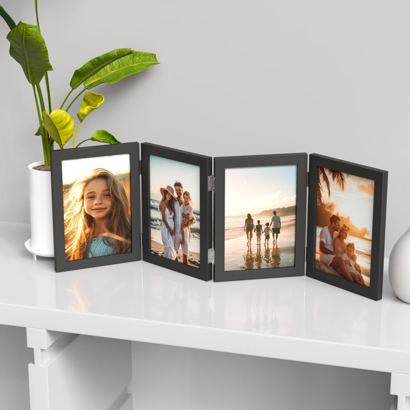 Cadre photo en acrylique pliable 4 portes 4 x 6 Warm & Love noir